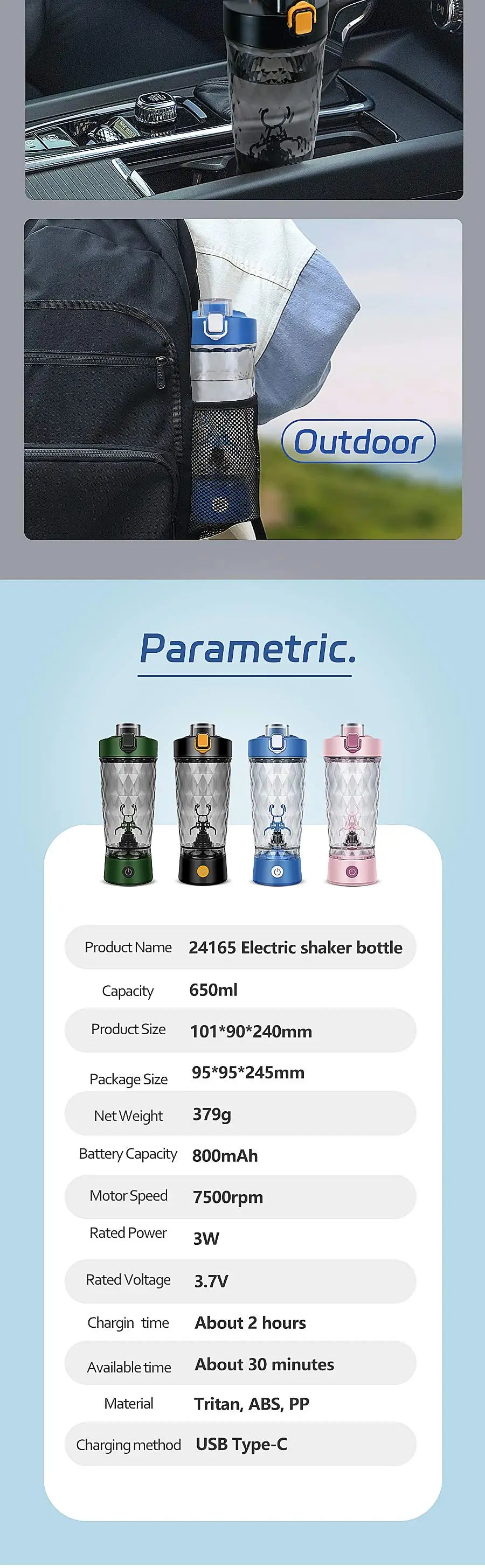 Automatic Protein Shaker Bottle