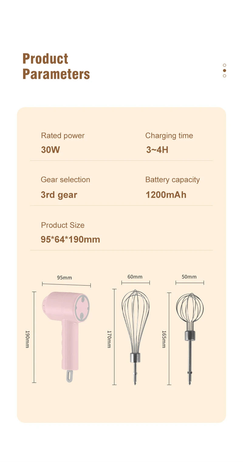 Wireless Electric Hand Mixer