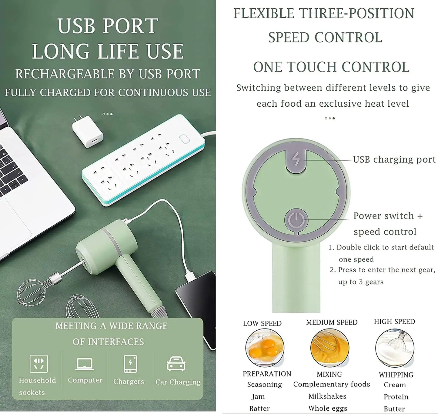 Cordless USB Electric Hand Mixer